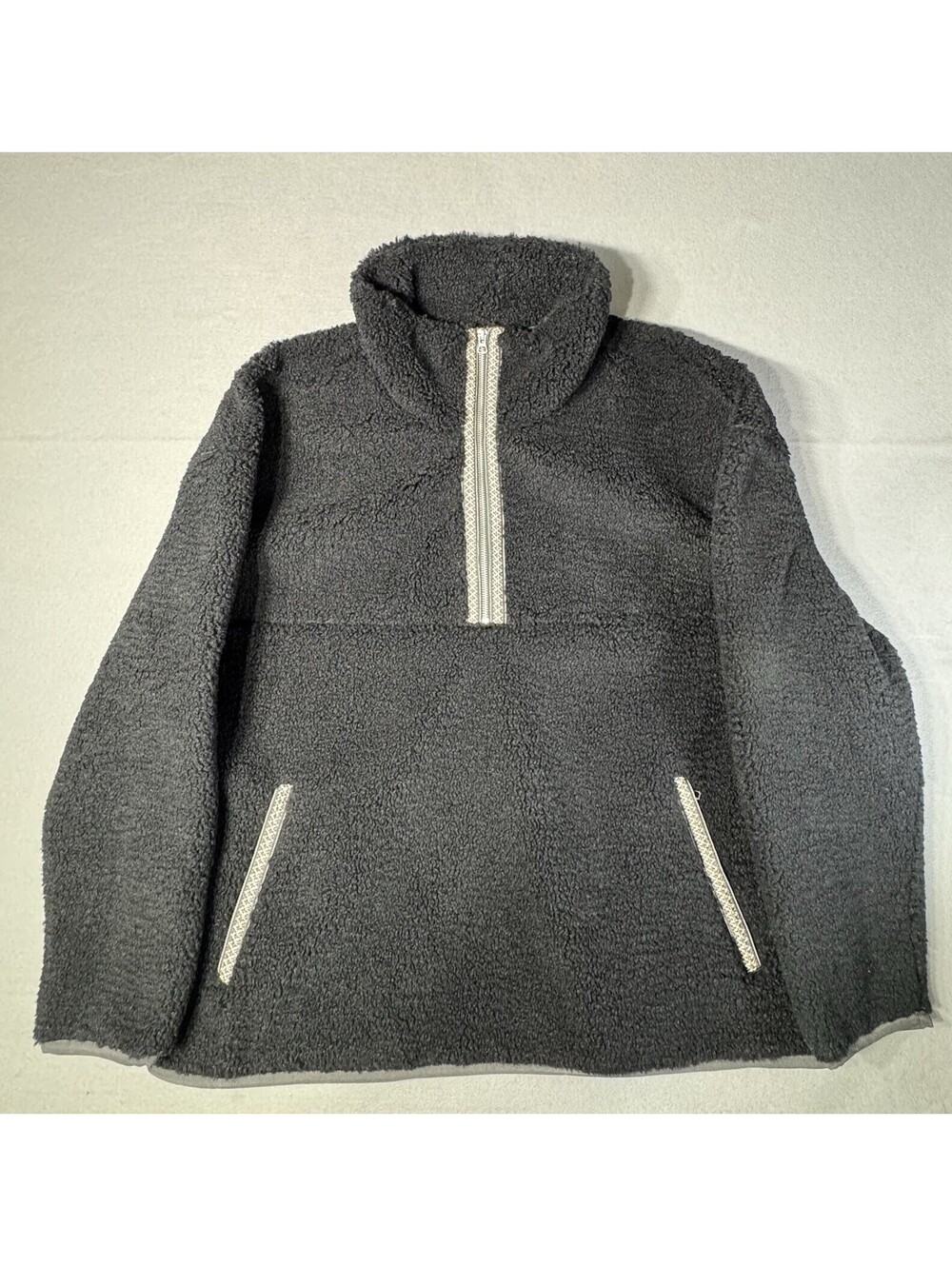 UGG UGGbraid Half Zip Sherpa Fleece Men's Size XL Black NWT